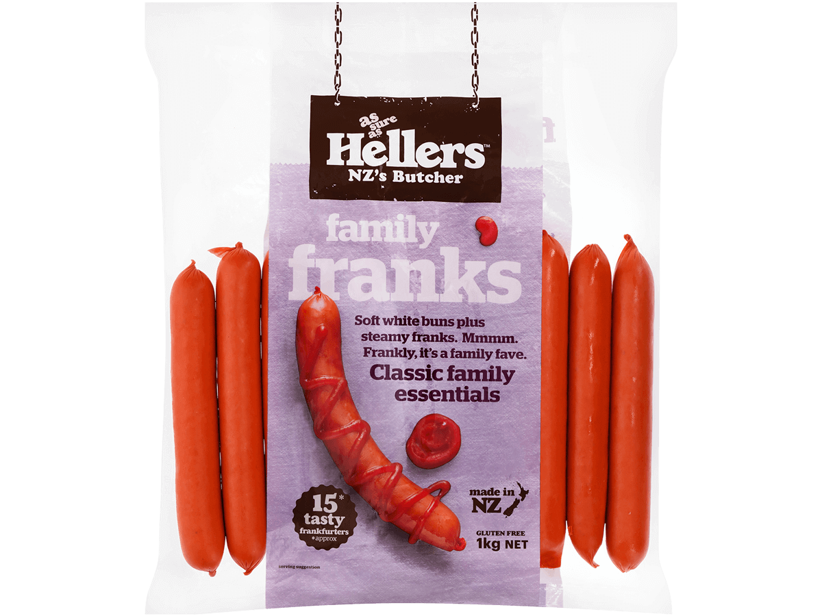 Hellers Cooked Sausages Family Frankfurters 1kg