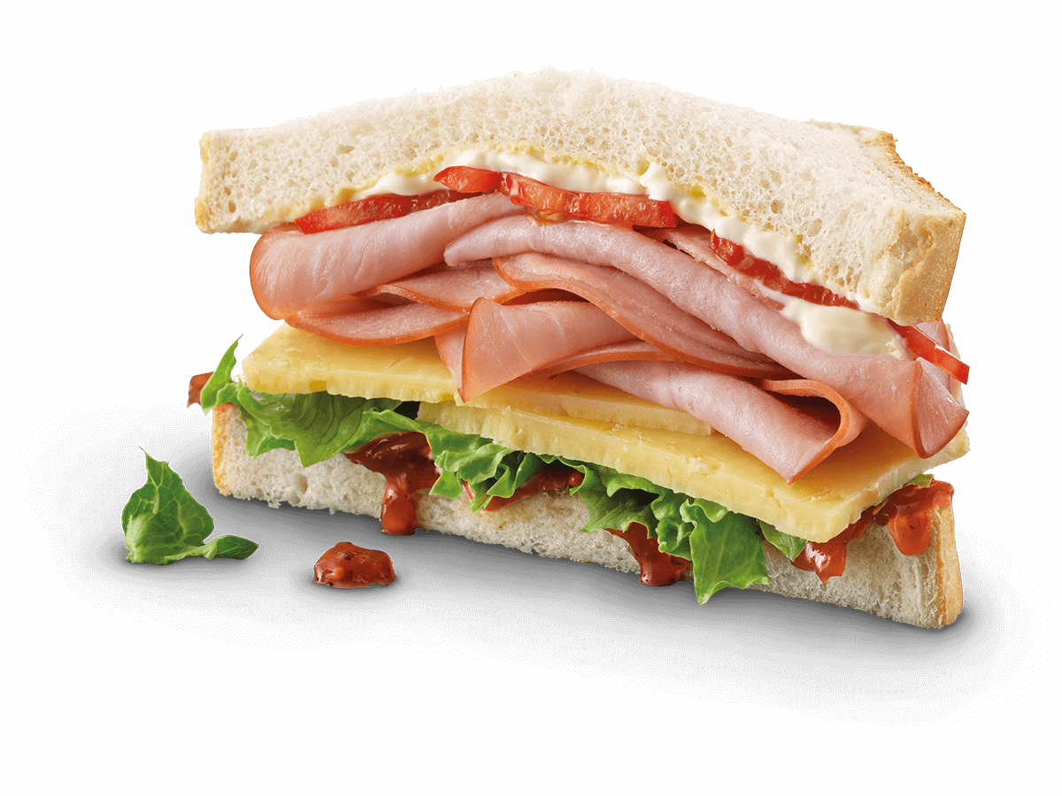 manuka smoked ham and salad sandwich