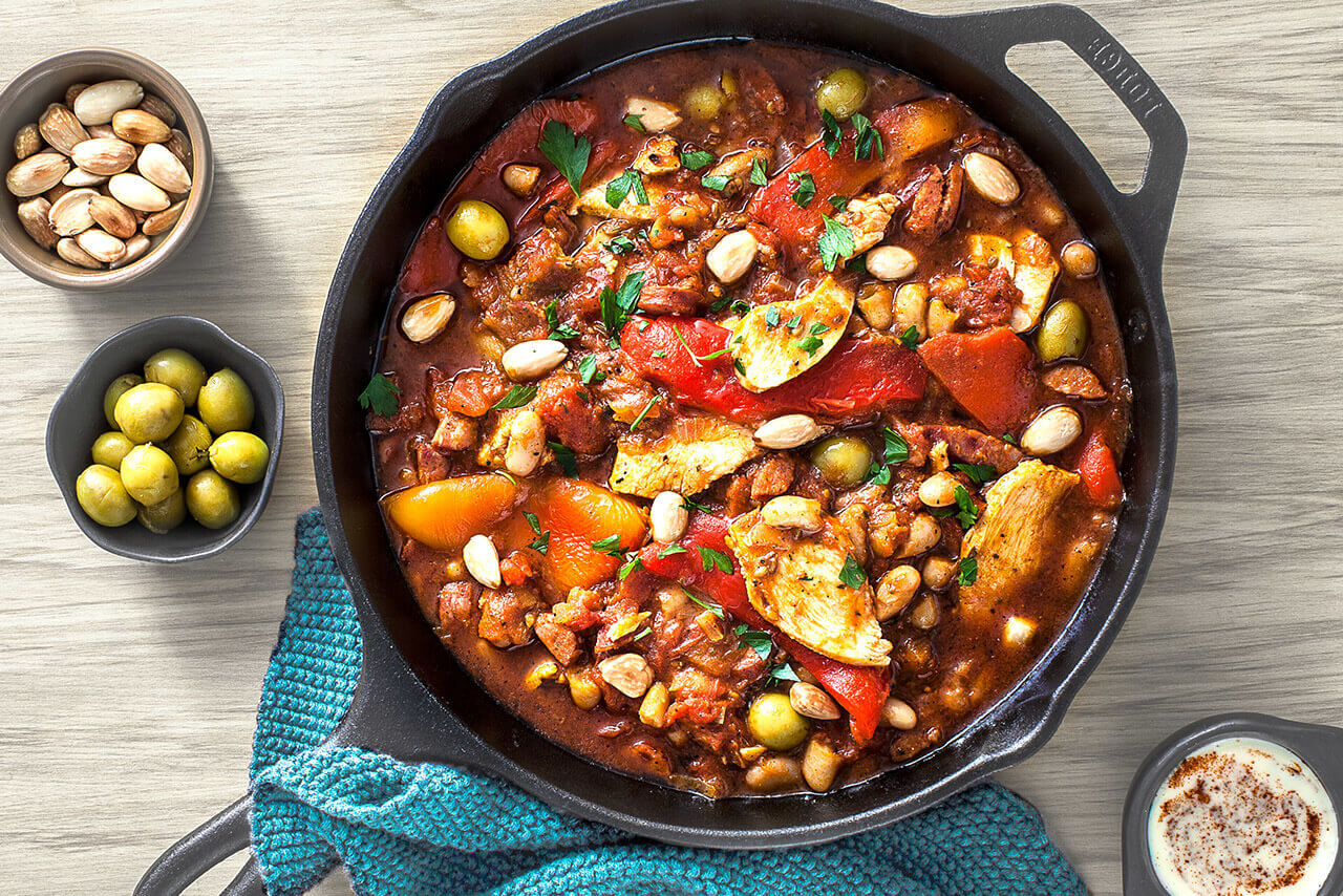 Spanish chicken bean chorizo stew