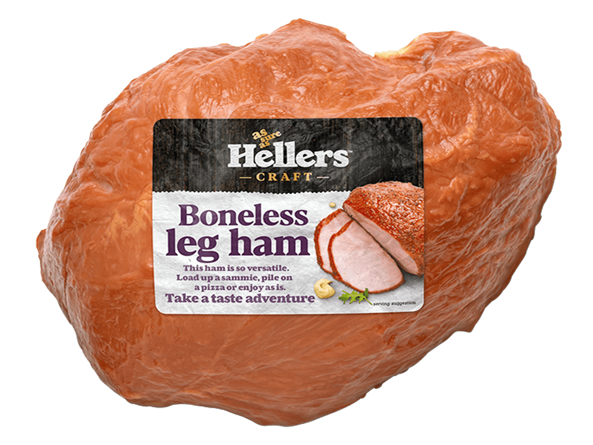 Hellers boneless leg ham in packaging