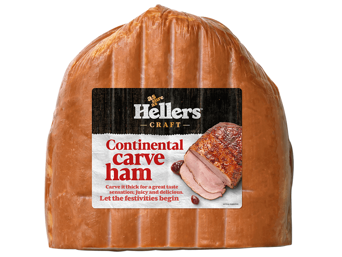 Hellers continental carve leg ham in packaging