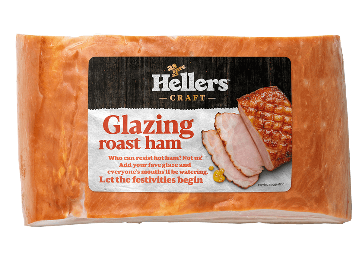 Hellers glazing roast ham in packaging