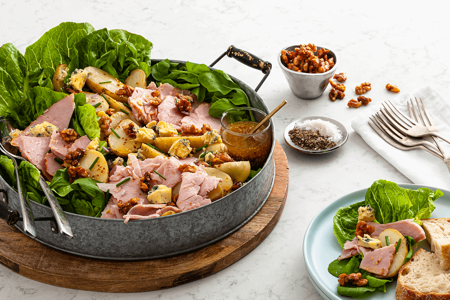 Ham & Blue Cheese Walnut Salad. Ways to use leftover Christmas ham