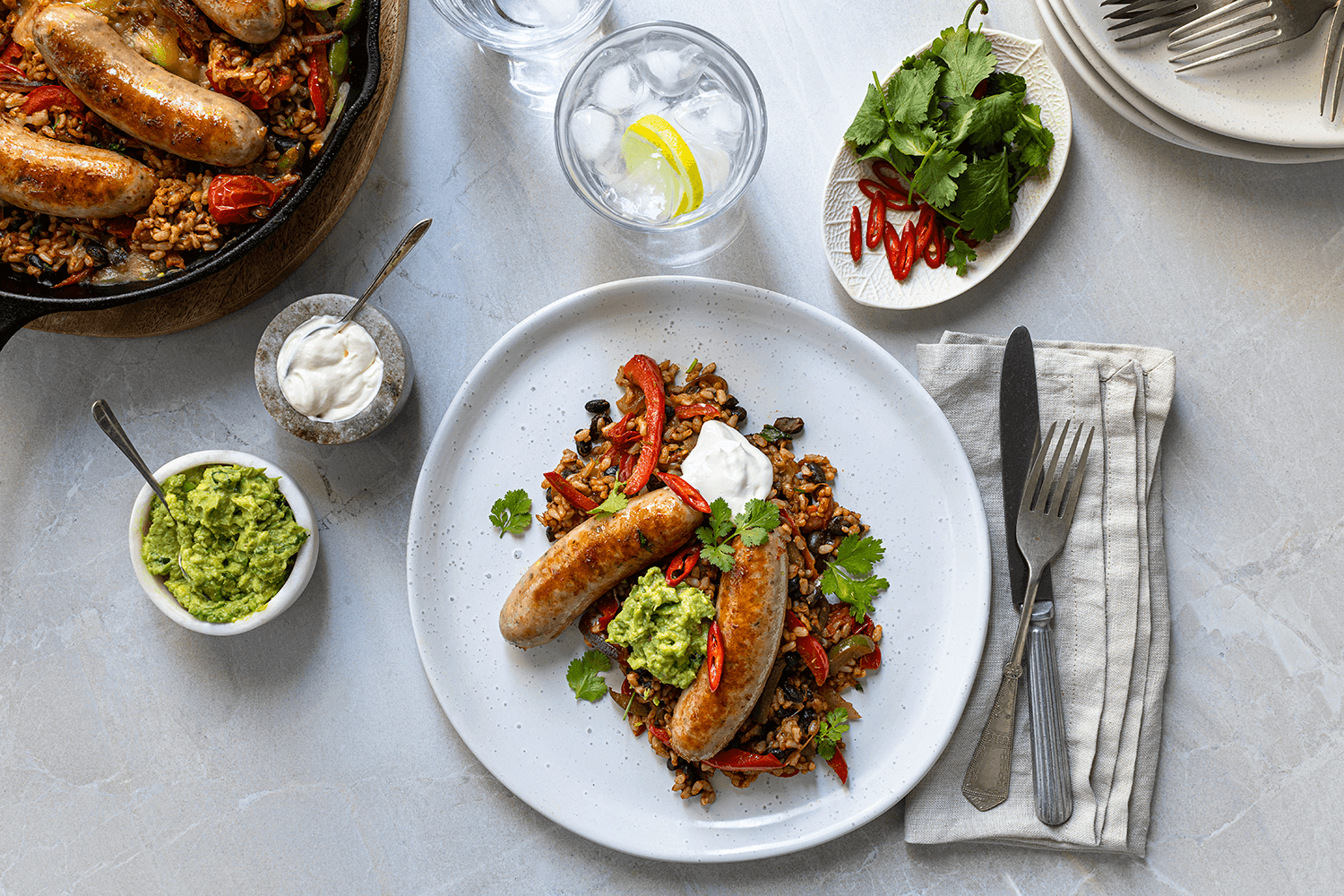 Mexican Baked Rice with Hellers Jalapeno & Cheese Sausages