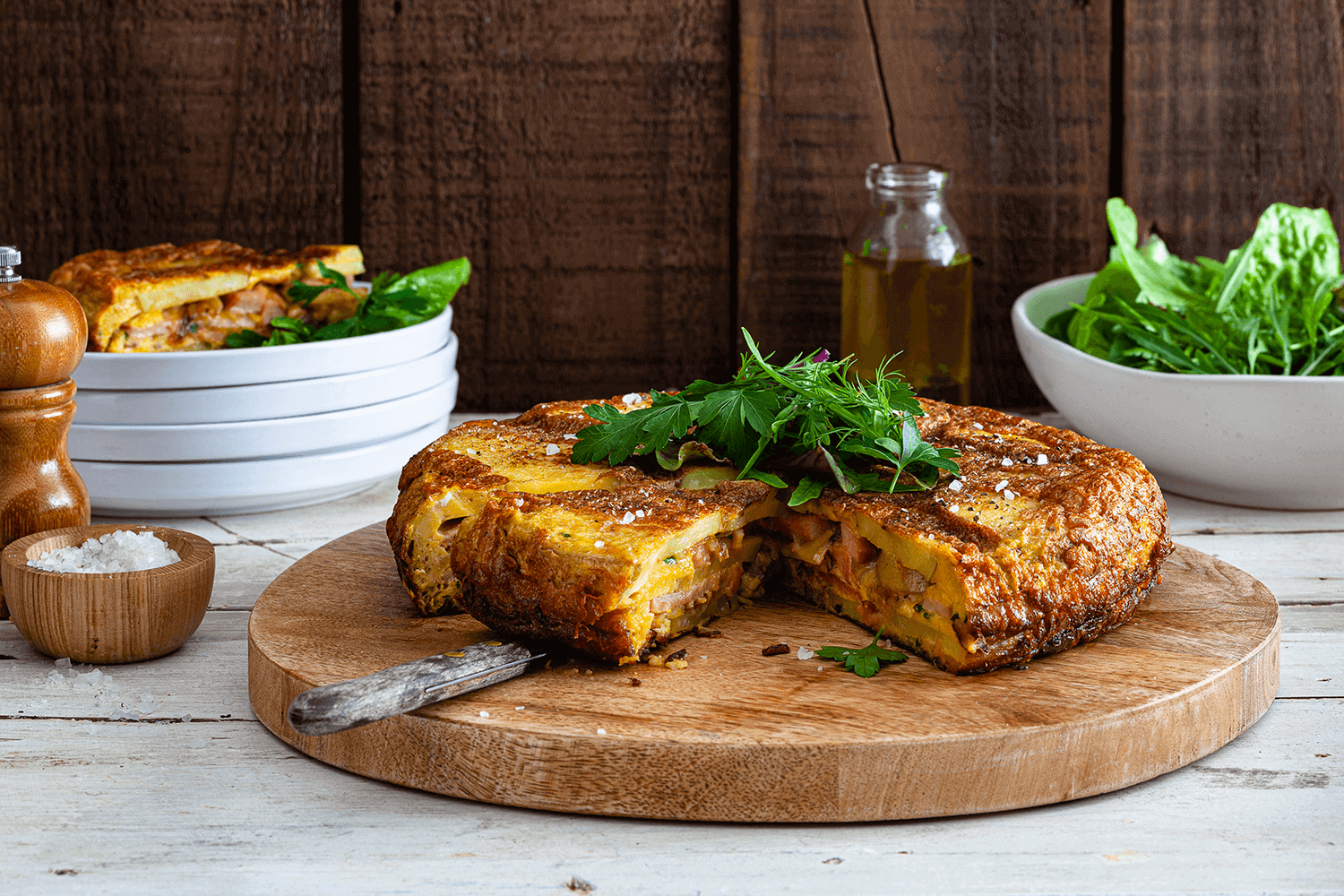 Leftover Ham, Potato & Onion Spanish Style Tortilla