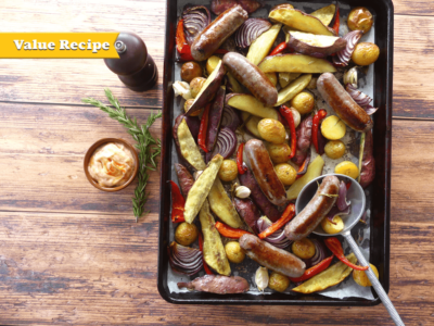 VALUE Vegetable and Beef Sausage Tray Bake beef sausage recipes