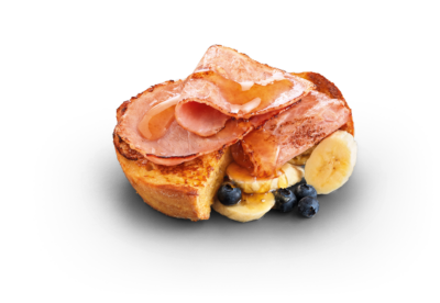 middle bacon on french toast with blueberries