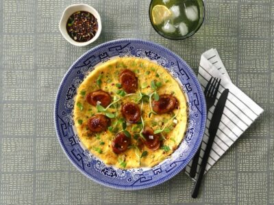 easy dinner idea NZ - easy omelette with chinese sausage