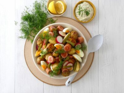 Bratwurst and Roast Potato Salad